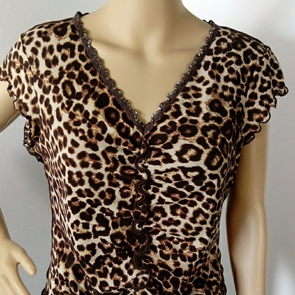 Style & Co. Tops - Style& Co V Neck Top Animal Print Size Large